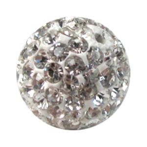 round Fimo Beads pave rhinestone, white, 10mm dia