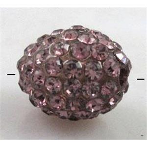 Resin bead pave rhinestone, oval, light purple, 10x12mm, 2mm hole
