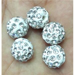 Fimo bead with rhinestone, clear, approx 10mm dia