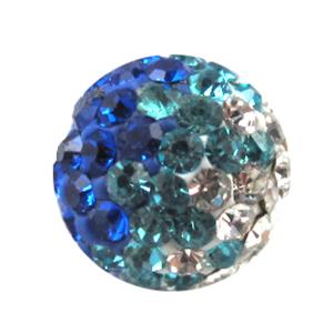 fimo beads with middle east rhinestone, blue, 10mm dia, 1.8mm hole