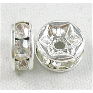 clear rondelles middle-east Rhinestone Beads in silver plated, 12mm dia