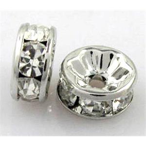 rondelle middle-east Rhinestone Beads, platinum plated, approx 6mm