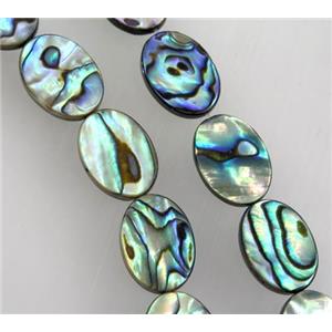 Paua Abalone shell bead, flat oval, 13x18mm, 22pcs per st