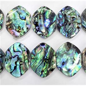 Paua Abalone shell bead, freeform, approx 18x25mm