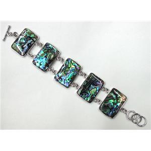 Paua Abalone shell bracelet, mxied, 22x32mm, approx 8 inch(20cm) length