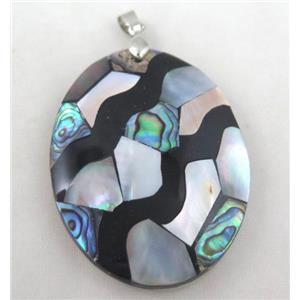 Paua Abalone shell pendant, approx 40x53mm