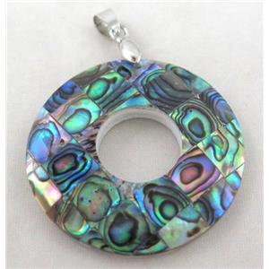 Paua Abalone shell pendant, approx 40mm