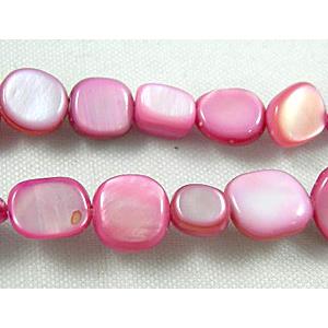 32 inches string of freshwater shell beads, freeform, hot-pink, about 5-8mm wide, 7-11mm length, 120pcs per st