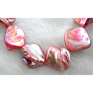 15 inches strand of freshwater shell beads, freeform, pink AB-Color, 17x18mm, 23pcs per st
