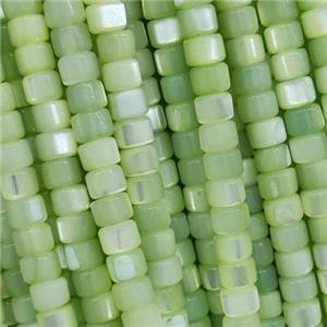 green Shell rondelle beads, approx 2x4mm