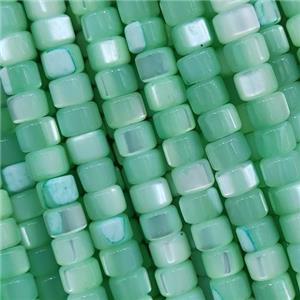 green Shell rondelle beads, approx 2x4mm