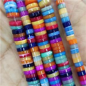 Shell Heishi Beads Dye Mixed Color, approx 2x8mm