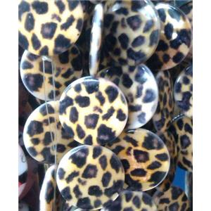graphical Shell Beads, flat round, 30mm dia, 13pcs per st