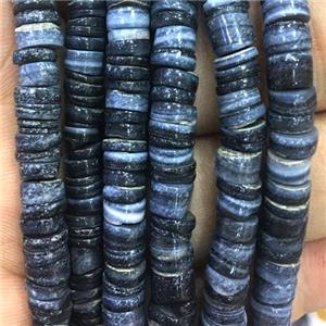 Shell heishi beads, black dye, approx 5-6mm, 2-2.5mm thickness
