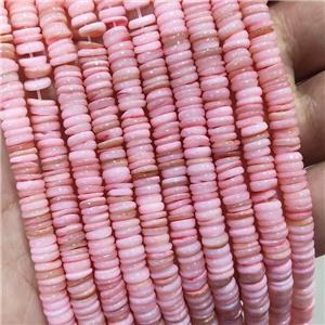 Shell heishi beads, pink, approx 5-6mm, 2-2.5mm thickness