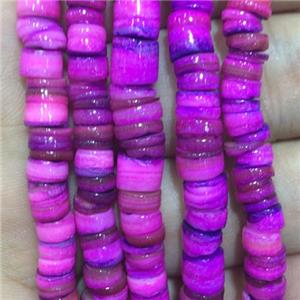 Shell heishi beads, purple, approx 5-6mm, 2-2.5mm thickness