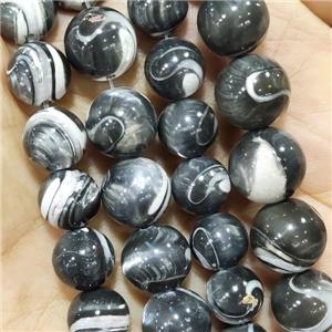 Natural Sea Shell Beads Smooth Round Black Dye, approx 8mm