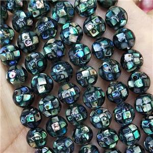 Round Abalone Shell Beads Faceted, approx 12mm dia