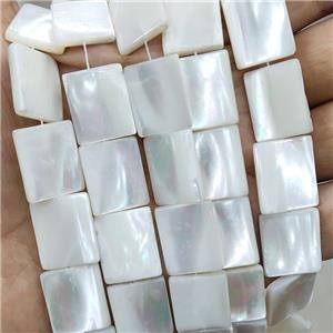 White MOP Shell Rectangle Beads, approx 15-18mm