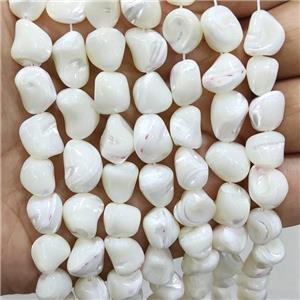 White Sea Shell Beads Freeform, approx 6-7mm
