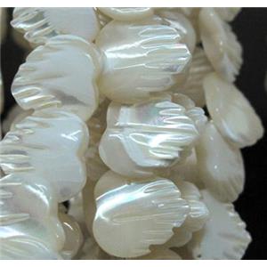 white mother of pearl bead, heart, approx 11-12mm