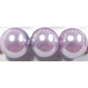 Pearlized Shell Beads, round, lavender, 6mm dia, 62pcs per st