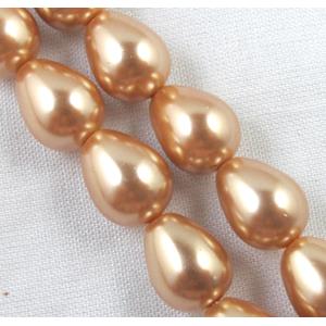 Pearlized Shell Beads, teardrop, approx 12x16mm, 25pcs per st