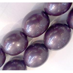 Pearlized Shell Beads, rice-shape, purple, approx 14x18mm, 22pcs per st
