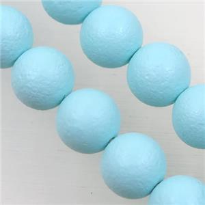 round matte aqua pearlized shell beads, approx 10mm dia