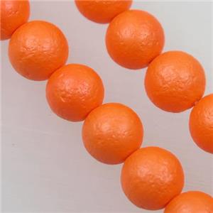 round matte nacarat pearlized shell beads, approx 12mm dia
