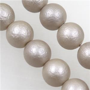 pearlized shell bead, matte Rough round, approx 10mm dia