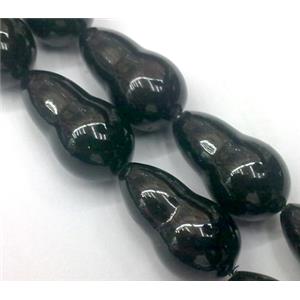 pearlized shell beads, Calabash, black, 10x18mm, approx 22pcs per st