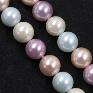 round Pearlized Shell Beads, mixed color, approx 12mm dia
