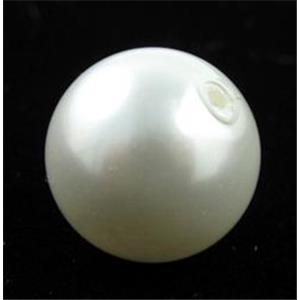 White Pearlized Shell Beads HalfDrilled Smooth Round, 12mm, approx 1.2mm half-hole