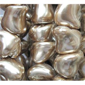 Pearlized Shell Beads, freeform, coffee, approx 10-16mm, 15.5 inches