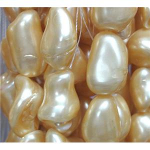 Pearlized Shell Beads, freeform, pink, approx 10-16mm, 15.5 inches