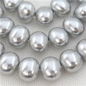 gray Pearlized Shell potato Beads, approx 12-16mm