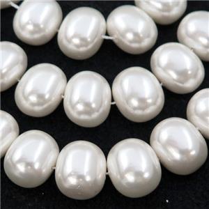 white Pearlized Shell potato Beads, approx 12-16mm