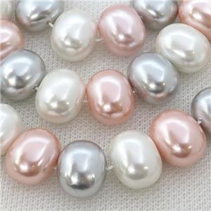 Pearlized Shell potato Beads, mix color, approx 12-16mm