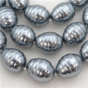 black Pearlized Shell silkworm beads, approx 13-16mm
