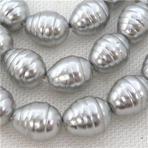 gray Pearlized Shell silkworm beads, approx 13-16mm