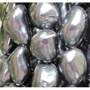 Pearlized Shell Beads, freeform, silver-grey, approx 10-16mm, 15.5 inches