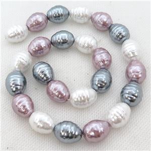Pearlized Shell silkworm beads, mixed color, approx 13-16mm