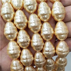 Pearlized Shell Teardrop Beads Ltgold, approx 17-22mm