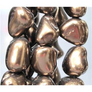 Pearlized Shell Beads, freeform, brown, approx 10-16mm, 15.5 inches