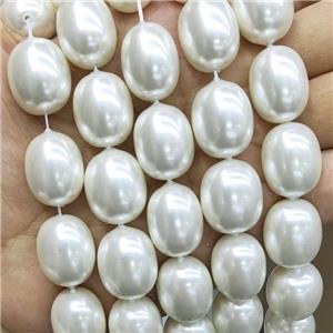 White Pearlized Shell Beads Barrel, approx 15-20mm