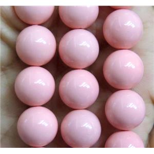 pink Pearlized Shell Beads, round, approx 14mm dia