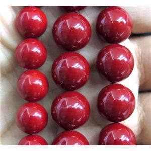red Pearlized Shell Beads, round, approx 12mm dia