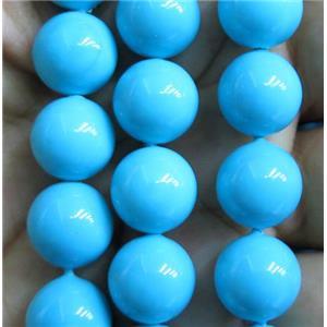 blue Pearlized Shell Beads, round, approx 8mm dia