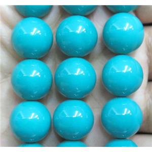 blue turq Pearlized Shell Beads, round, approx 14mm dia